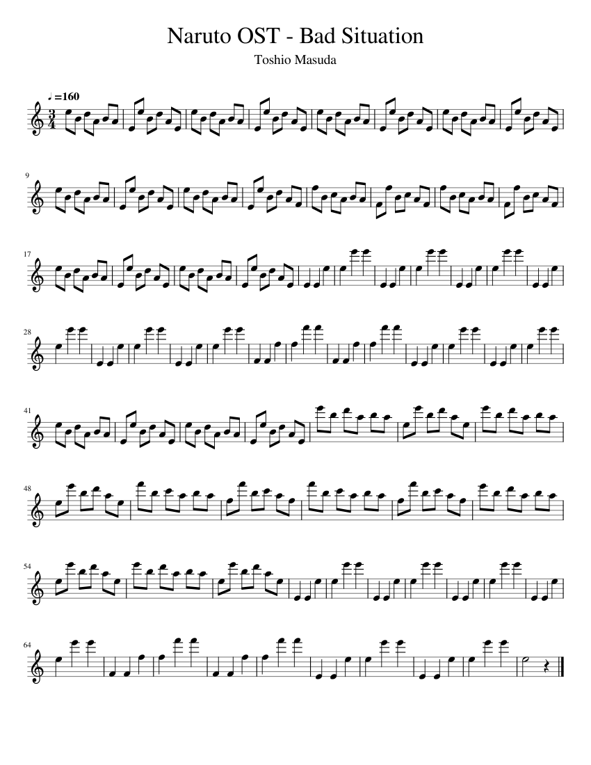 Naruto OST Bad Situation Sheet music for Flute (Solo)