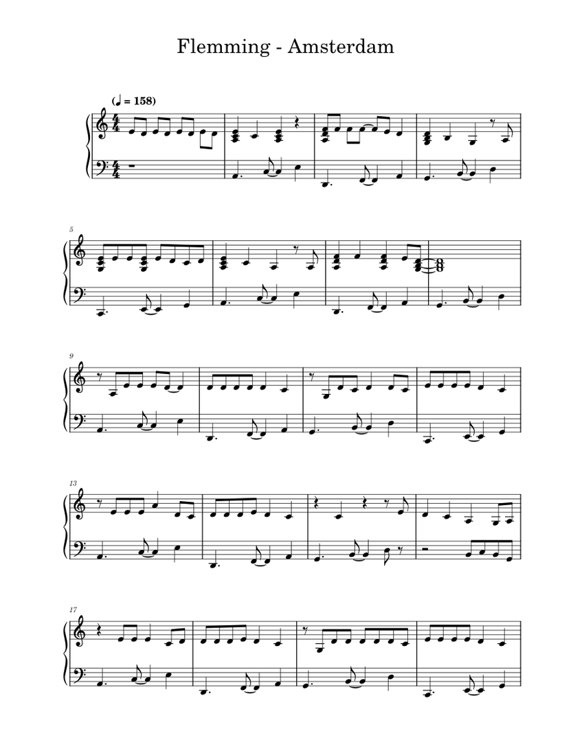 Amsterdam – Flemming (Easy Piano) Sheet music for Piano (Solo)