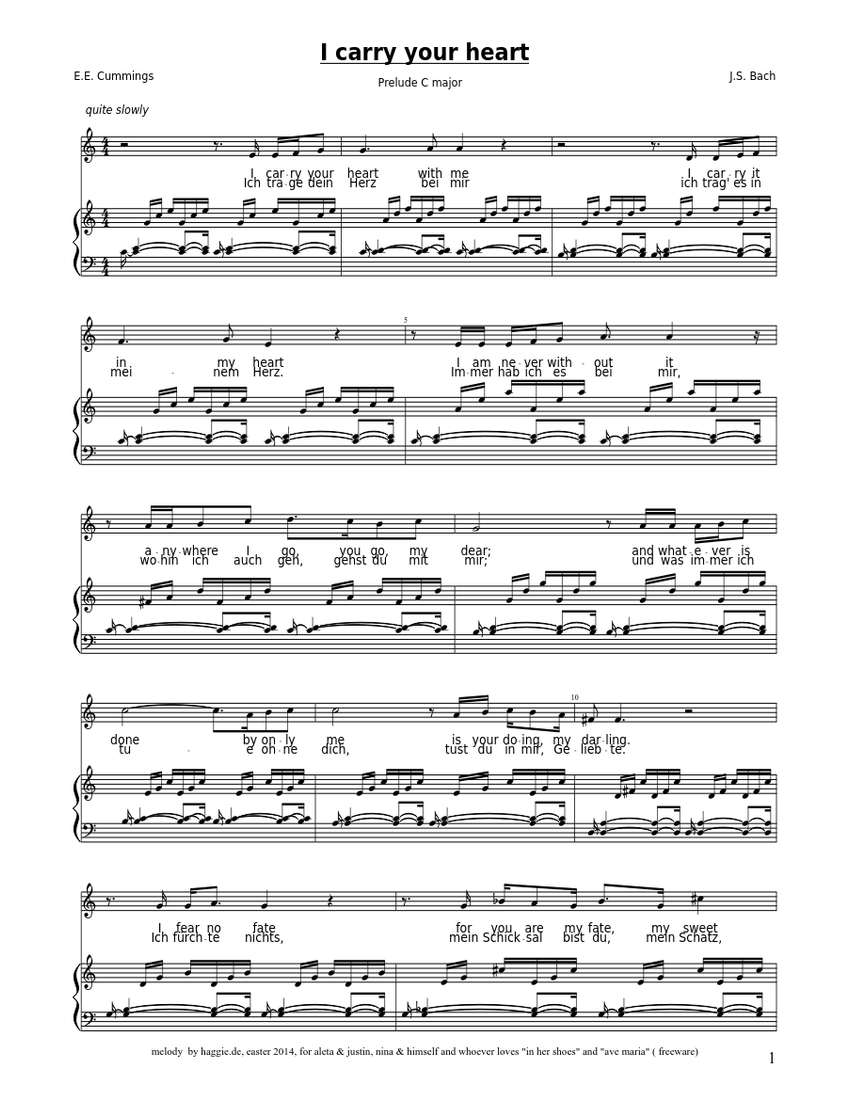 I carry your heart Sheet music for Piano, Oboe (Solo) Download and