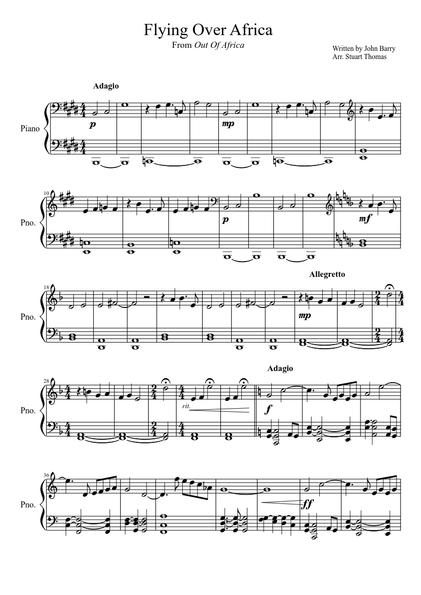 Flying Over Africa Sheet music for Piano (Solo) Easy | Musescore.com