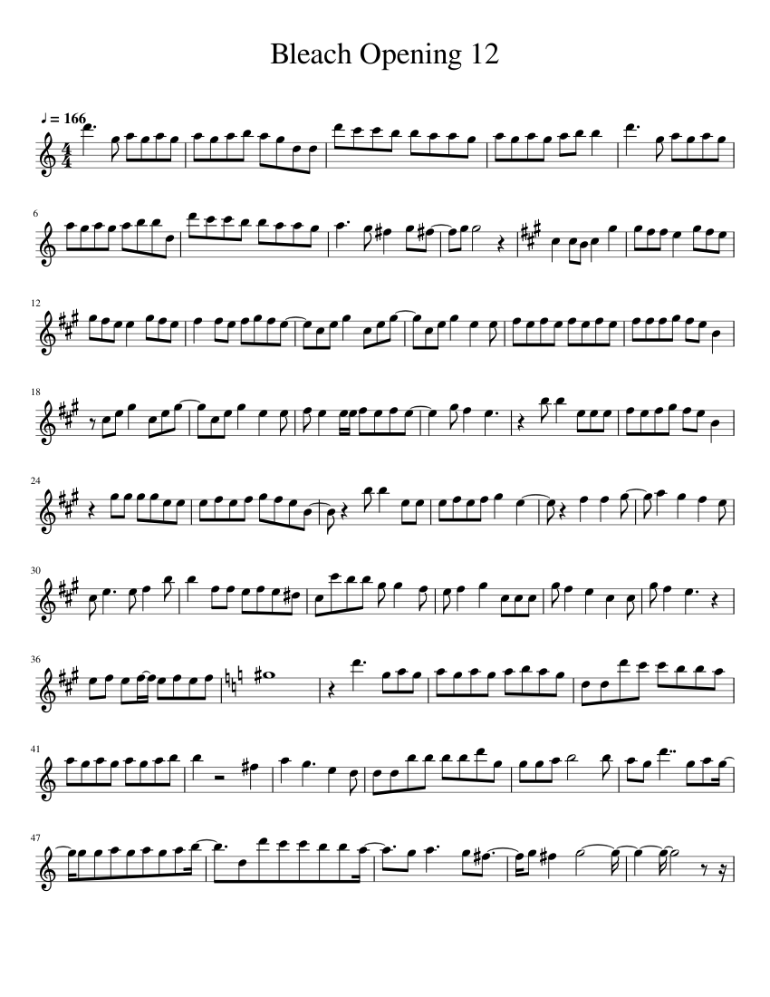 Bleach Opening 12 Sheet Music for Flute (Solo) | MuseScore.com
