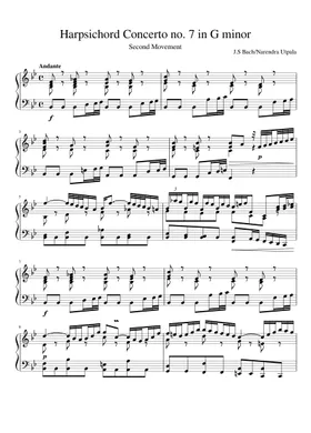 Free Harpsichord Concerto No.7 In G Minor, Bwv 1058 by Johann Sebastian Bach  sheet music | Download PDF or print on Musescore.com