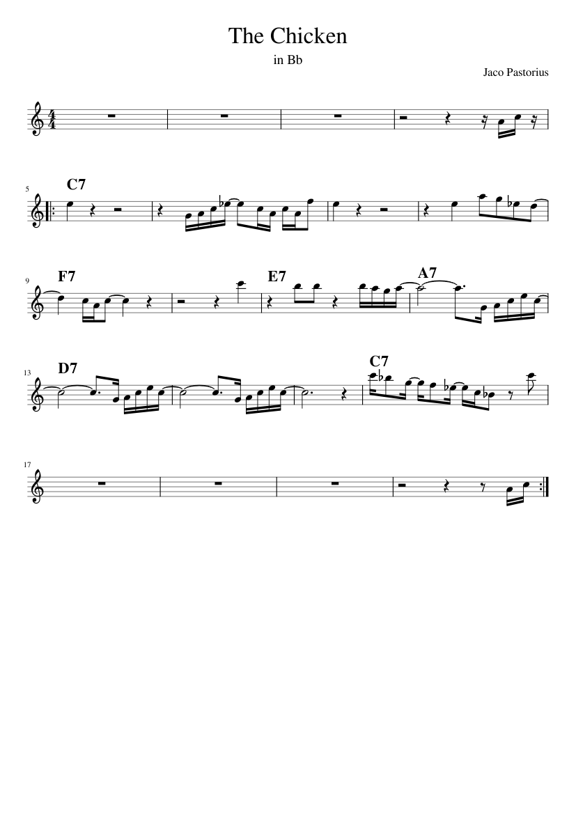 The Chicken Notes Chicken in Bb Sheet Music for Piano (Solo) Easy | MuseScore.com