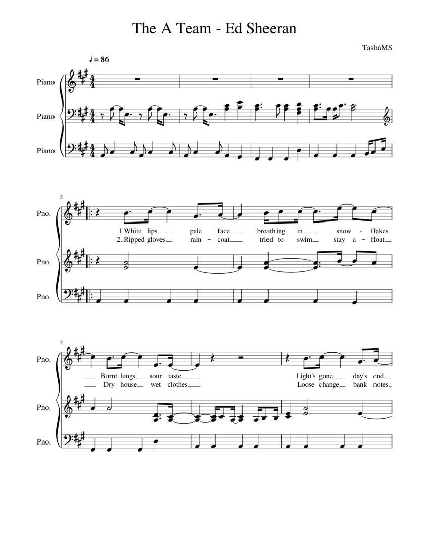 The A Team - Ed Sheeran Sheet music for Piano (Mixed Trio) | Musescore.com