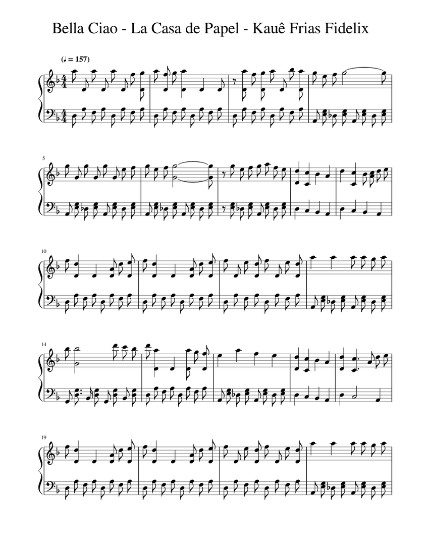 Bella Ciao - La Casa De Papel Sheet music for Piano (Solo) | Musescore.com