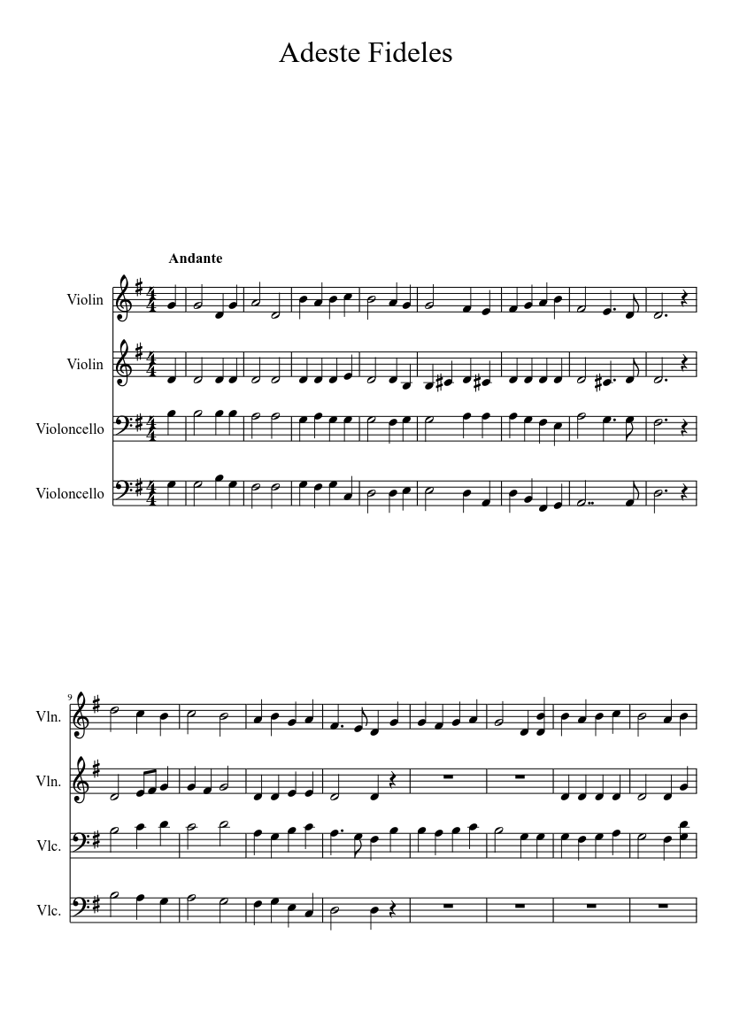 Adeste Fideles (Oh Come All Ye Faithful) Sheet music for Violin (String  Duet) | Musescore.com
