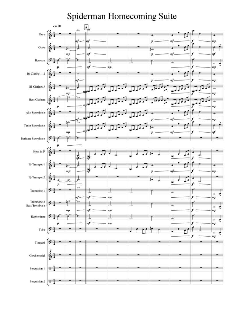 Spiderman Homecoming Suite Sheet Music For Trumpet In B Flat Trombone Flute Drum Group More Instruments Concert Band Musescore Com