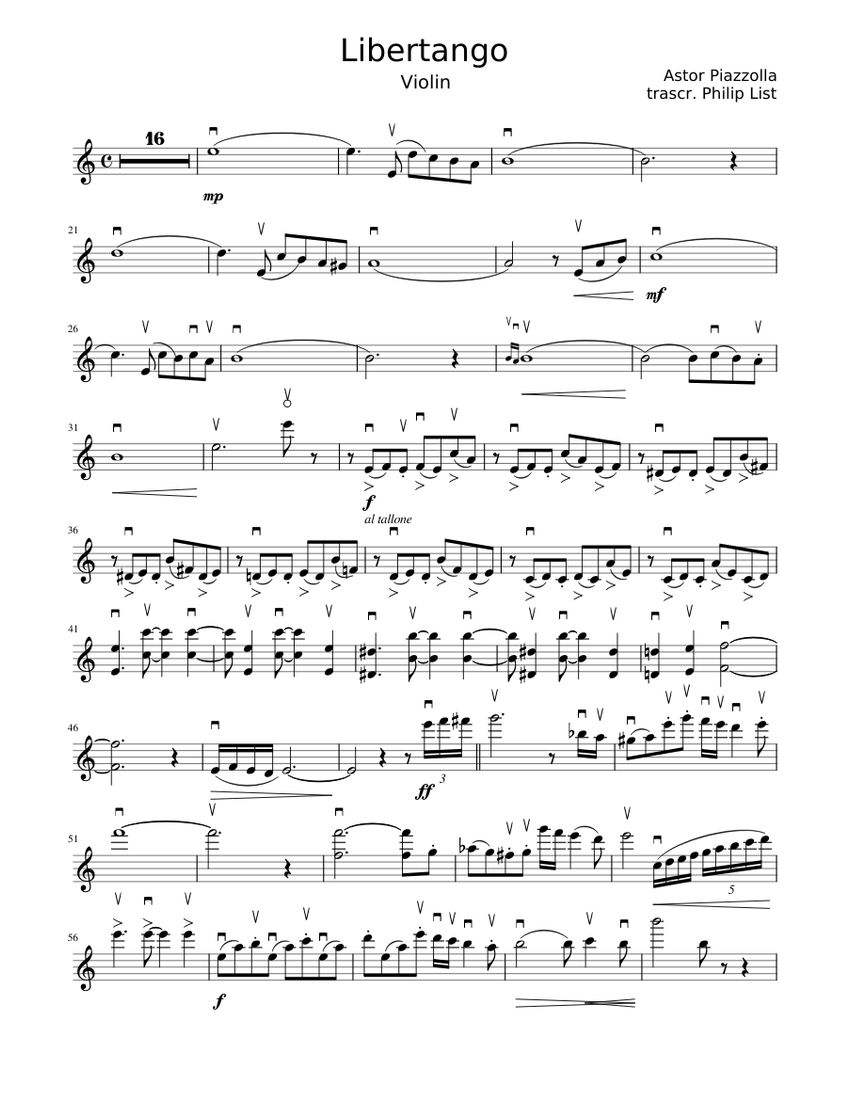 Libertango (A.Piazzolla) Violin part Sheet music for Violin (Solo) |  Musescore.com