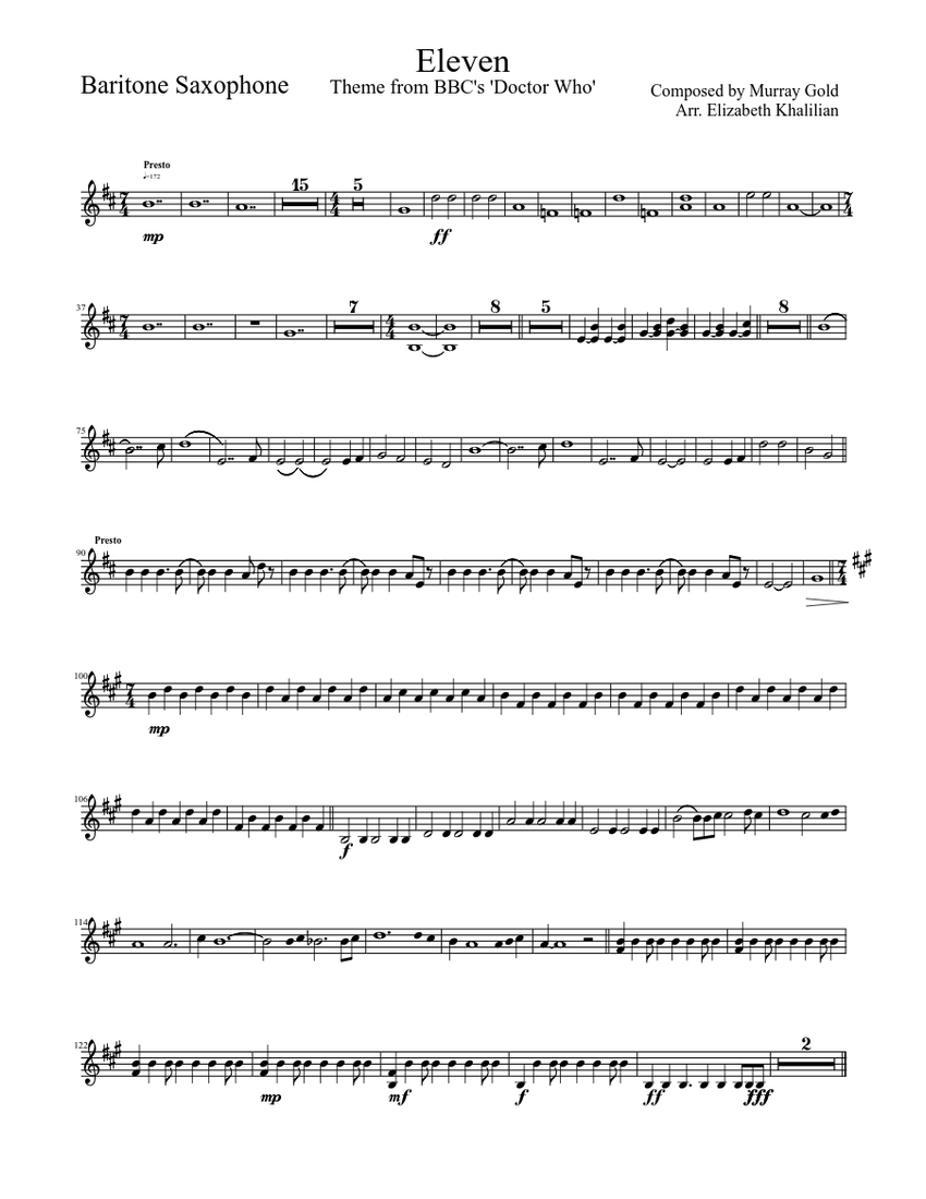 Barisaxeleven Sheet Music For Saxophone Baritone Solo Musescore