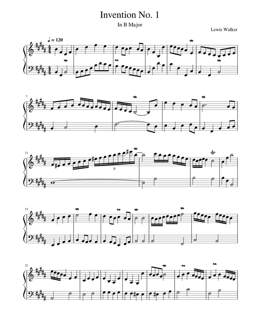 Invention No. 1 Sheet music for Piano (Solo) | Musescore.com