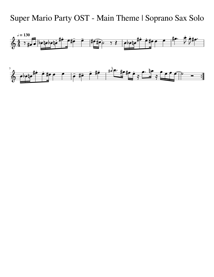 Super Mario Party OST - Main Theme | Soprano Sax Solo Sheet music for ...