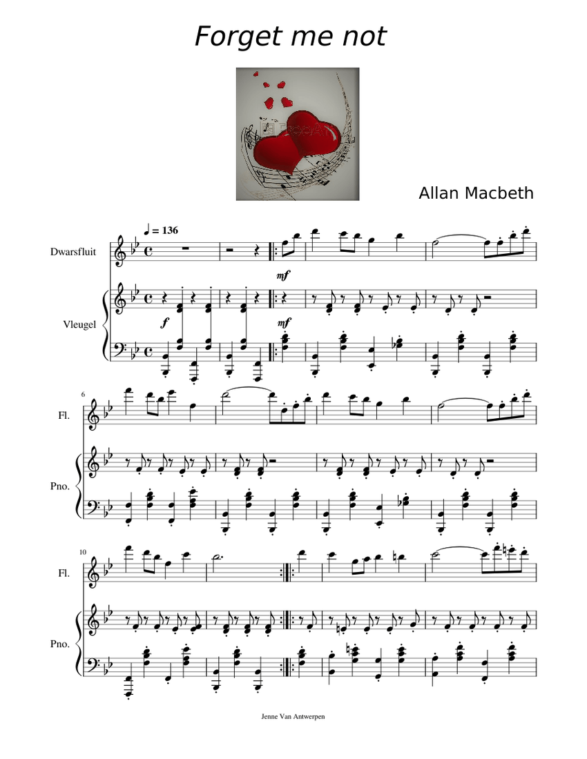 me not Sheet music for Piano, Flute (Solo)
