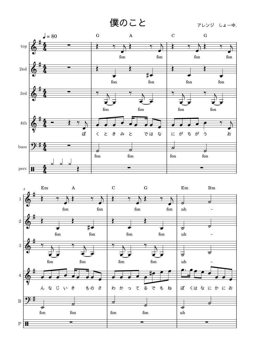 僕のこと Sheet Music for Piano (Mixed Ensemble) | MuseScore.com