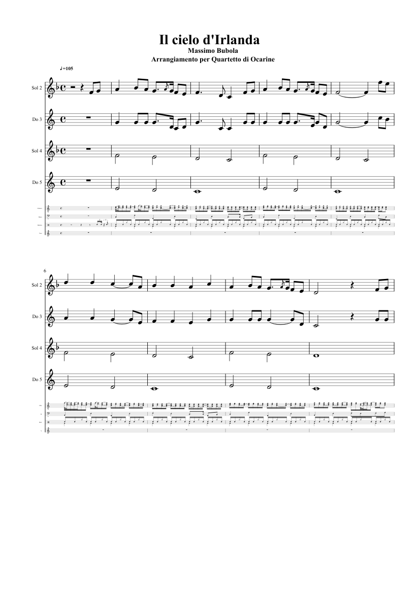 Il cielo d Irlanda Sheet music for Guitar, Bass guitar, Drum group,  Harmonica (Mixed Quartet) | Musescore.com