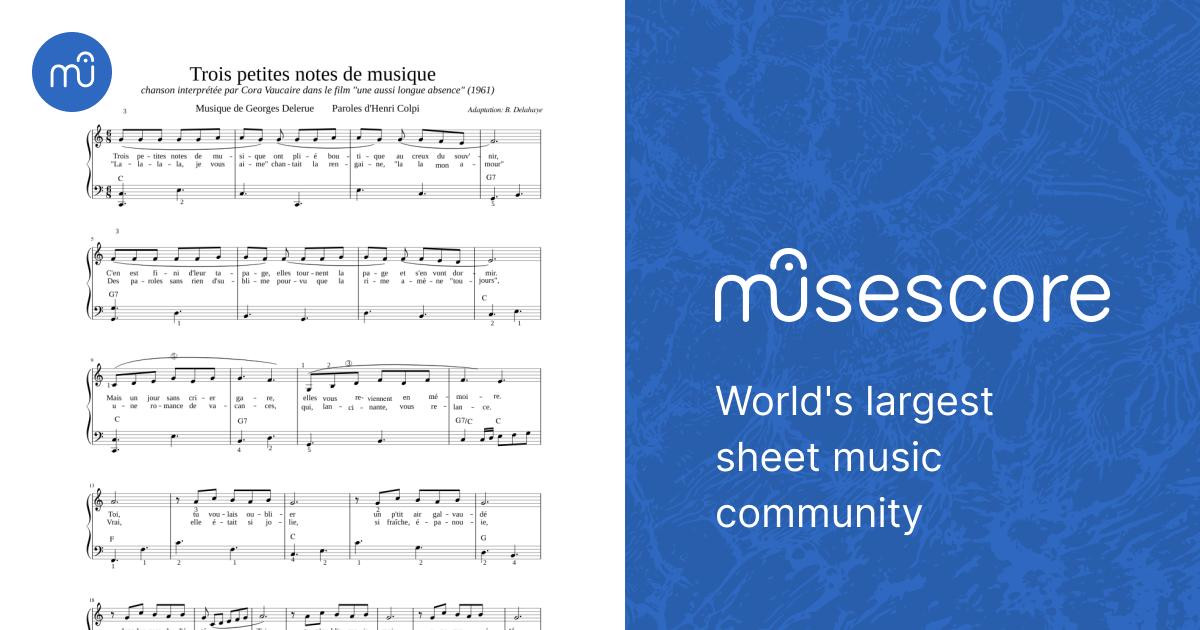 3 petites notes de musique, piano-chant Sheet music for Piano (Solo) |  Musescore.com