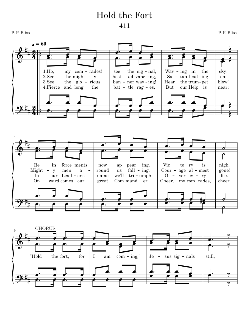 411 Hold The Fort Sheet Music For Piano SATB Easy Musescore 411 hold the fort sheet music for piano satb easy musescore