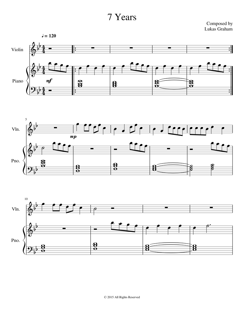 7 Years - Lukas Graham Sheet music for Violin (Solo)