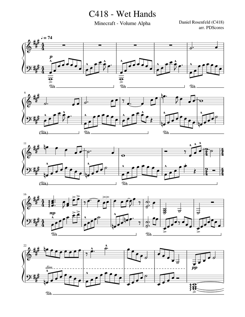 C418 - Wet Hands Sheet music for Piano (Solo) | Musescore.com