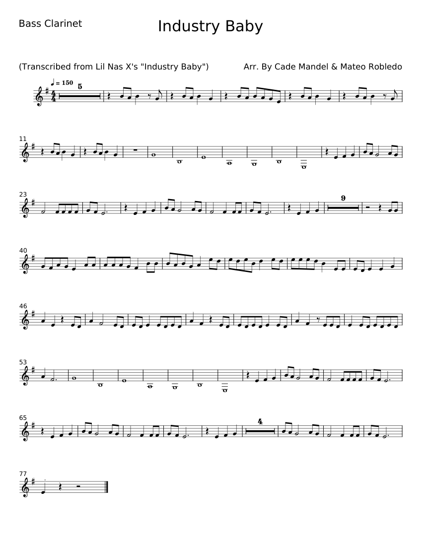 Industry Baby Lil Nas X Sheet music for bass (Solo