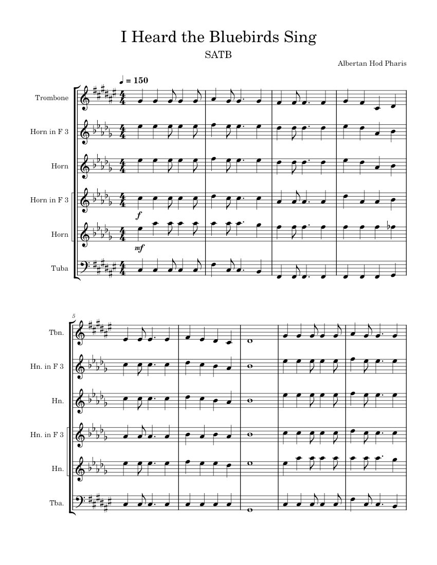 I Heard the Bluebirds Sing Sheet music for Trombone, Tuba, French horn