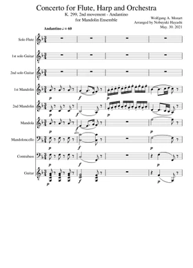 Concerto for Flute, Harp and Orchestra K. 299, 2nd movement by Wolfgang  Amadeus Mozart free sheet music | Download PDF or print on Musescore.com