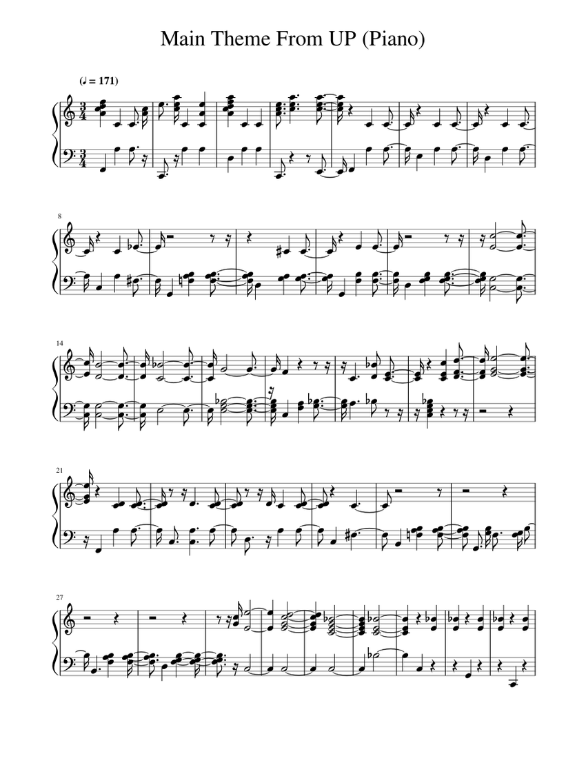 Main Theme From UP (Piano) Sheet music for Piano (Solo) | Musescore.com