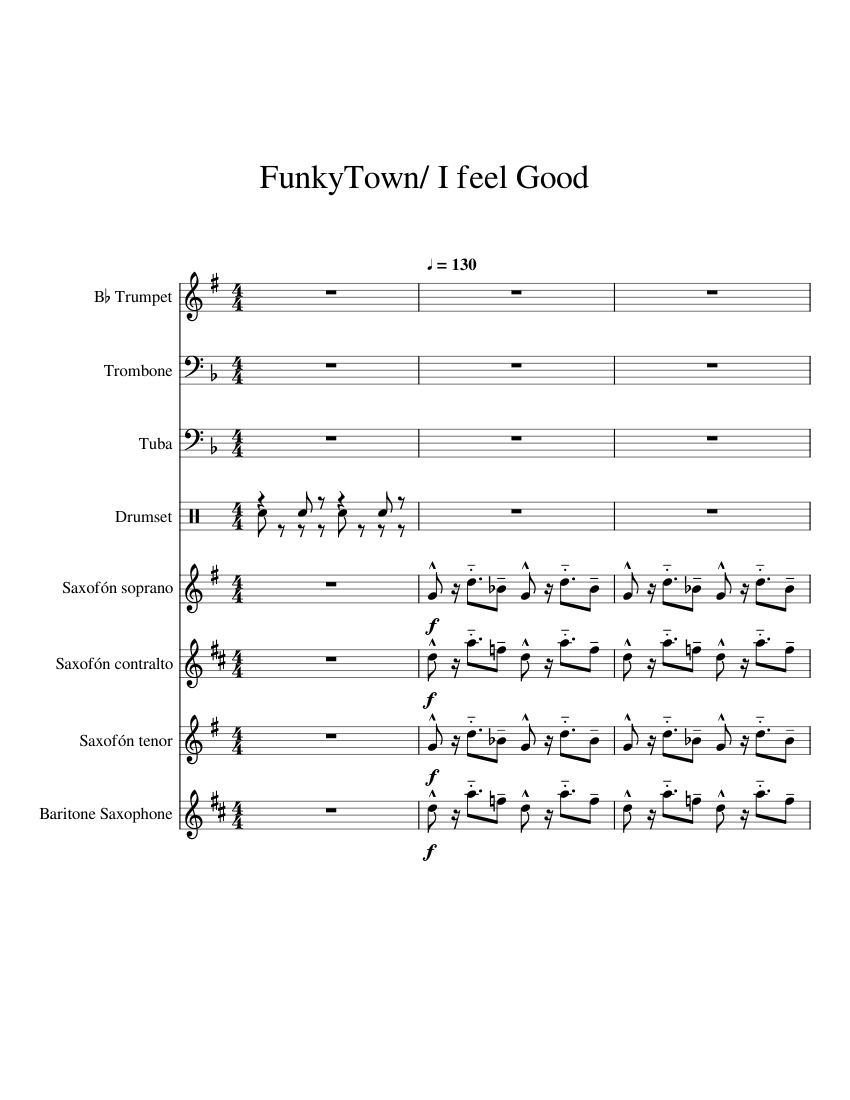 FunkyTown I feel Good AUDICIÓ FINAL Sheet music for Trombone, Tuba ...