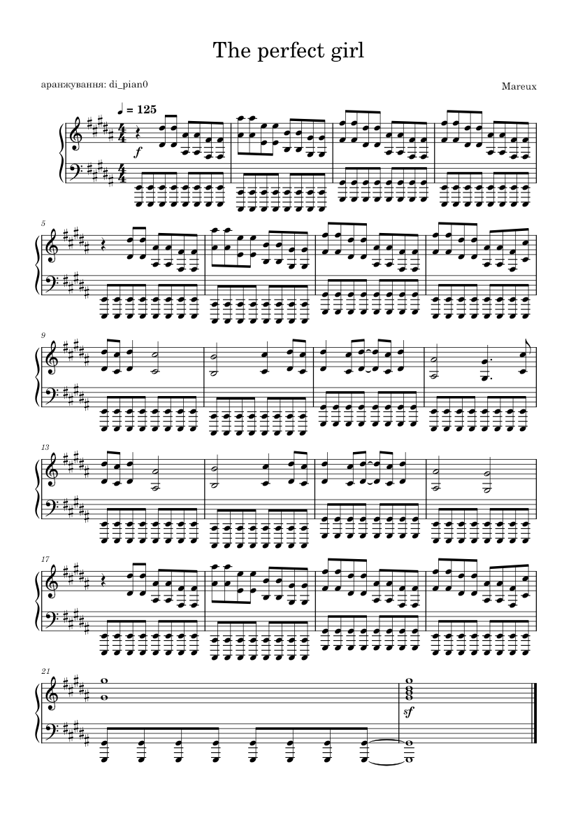 The perfect girl Mareux Sheet music for Piano (Solo)