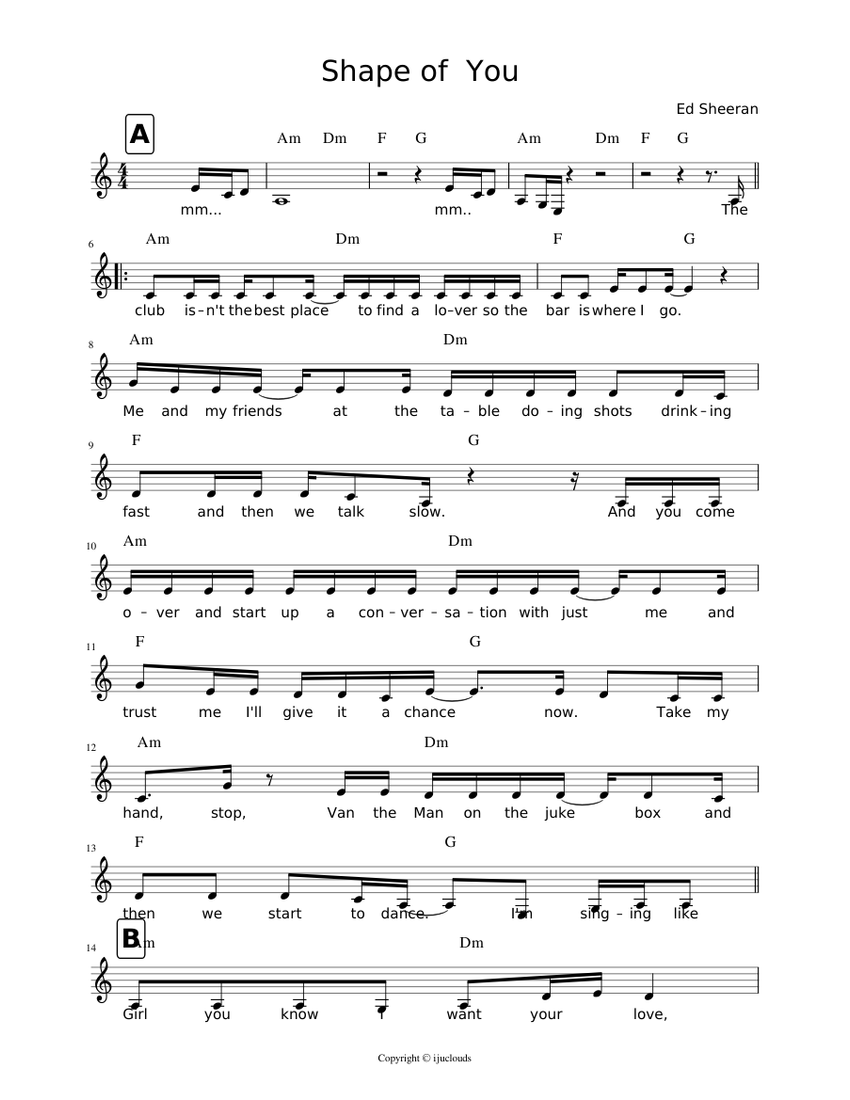 Shape of You Sheet music for Piano (Solo) | Musescore.com