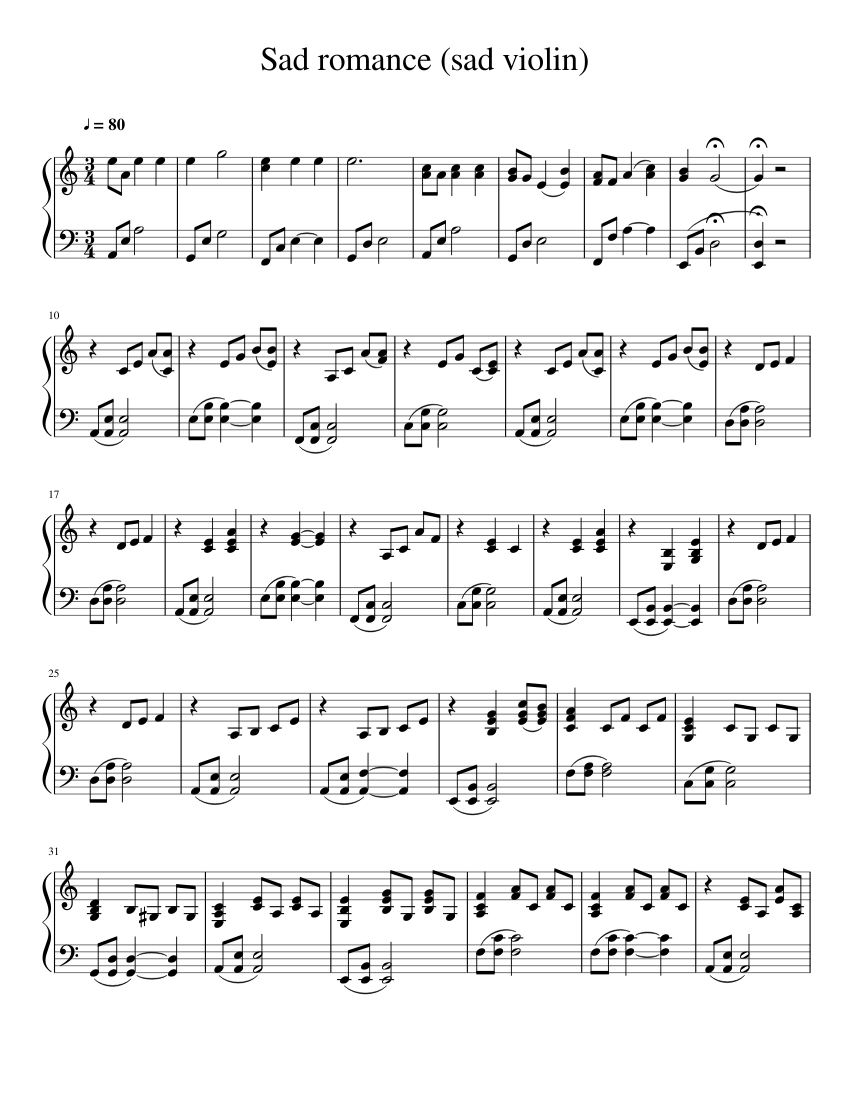 Sad romance. Sheet music for Piano (Solo) | Musescore.com