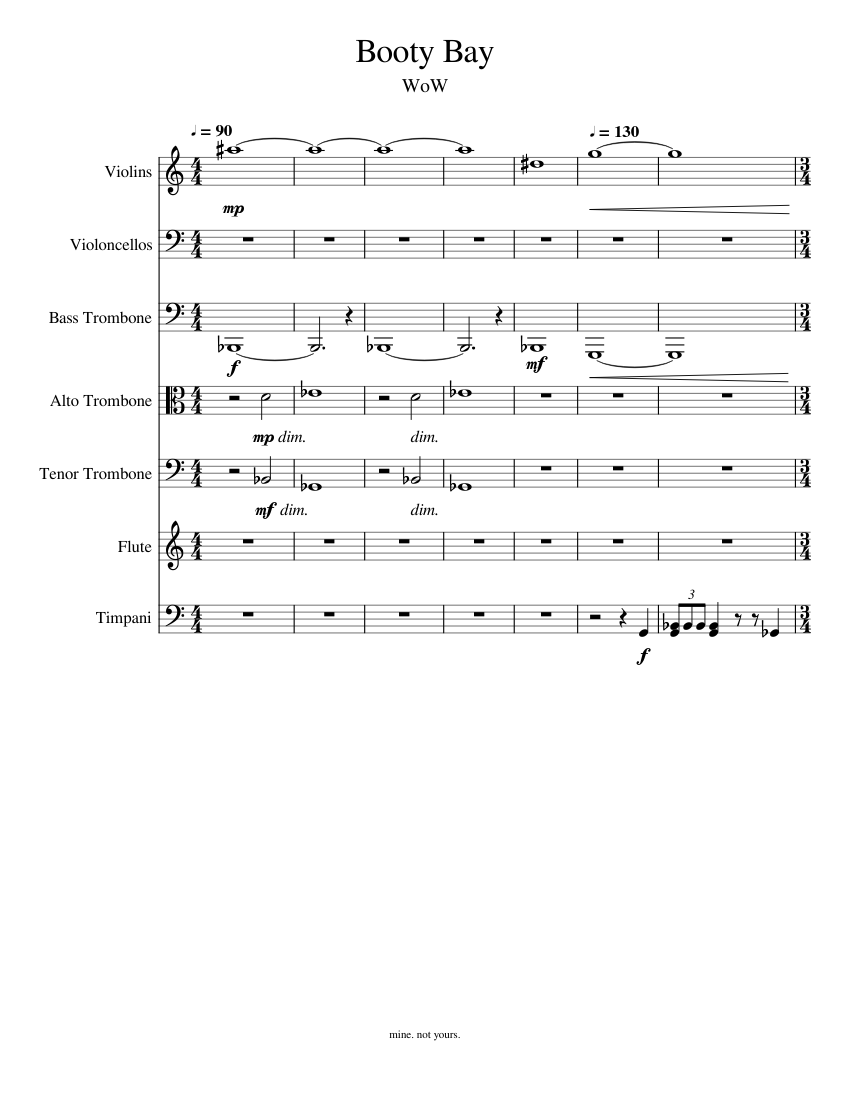 Booty bay (WoW) Sheet music for Trombone tenor, Trombone bass, Trombone  alto, Flute & more instruments (Mixed Ensemble) | Musescore.com