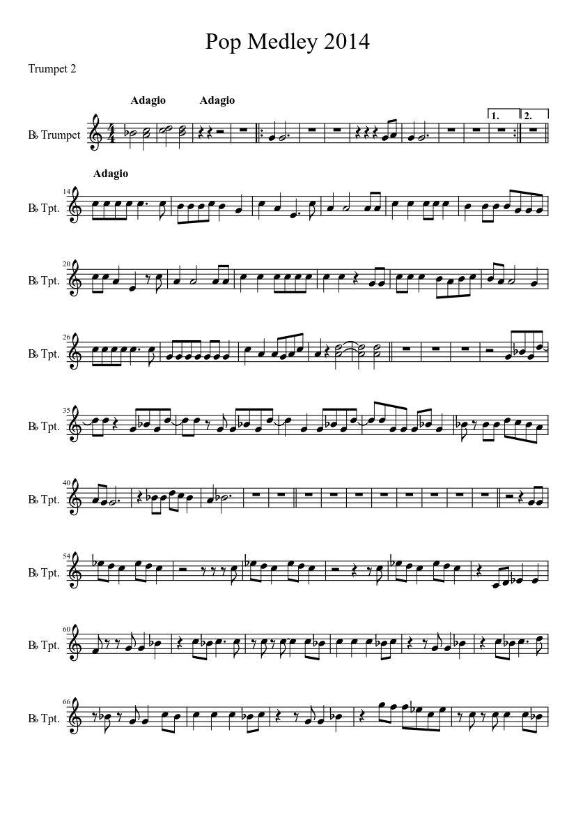 Pop Medley 2014 Sheet music for Trumpet other (Solo) | Musescore.com