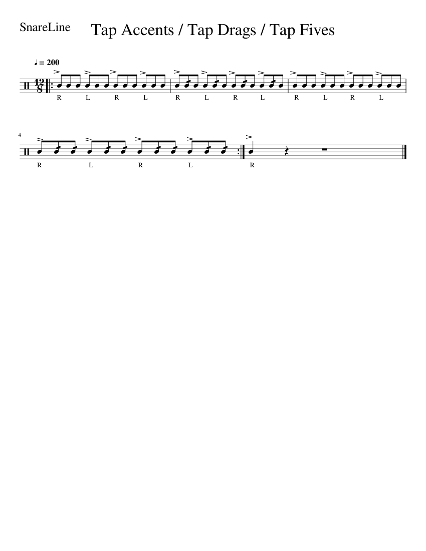 Tap Accents / Tap Drags / Tap Fives Sheet music for Snare drum (Solo