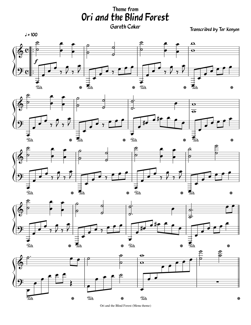 Ori and the Blind Forest (Menu Theme) Sheet music for Piano (Solo) |  Musescore.com