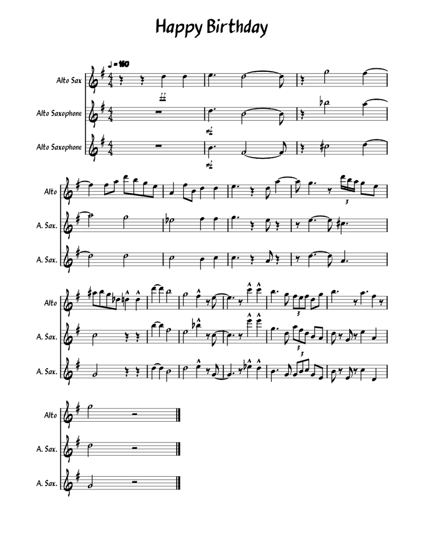 Happy Birthday Jazz reharmonisation Sheet music for Saxophone alto