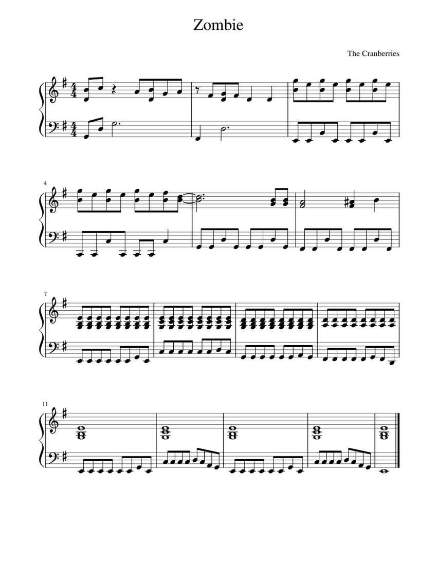 Zombie Sheet music for Piano (Solo) | Musescore.com