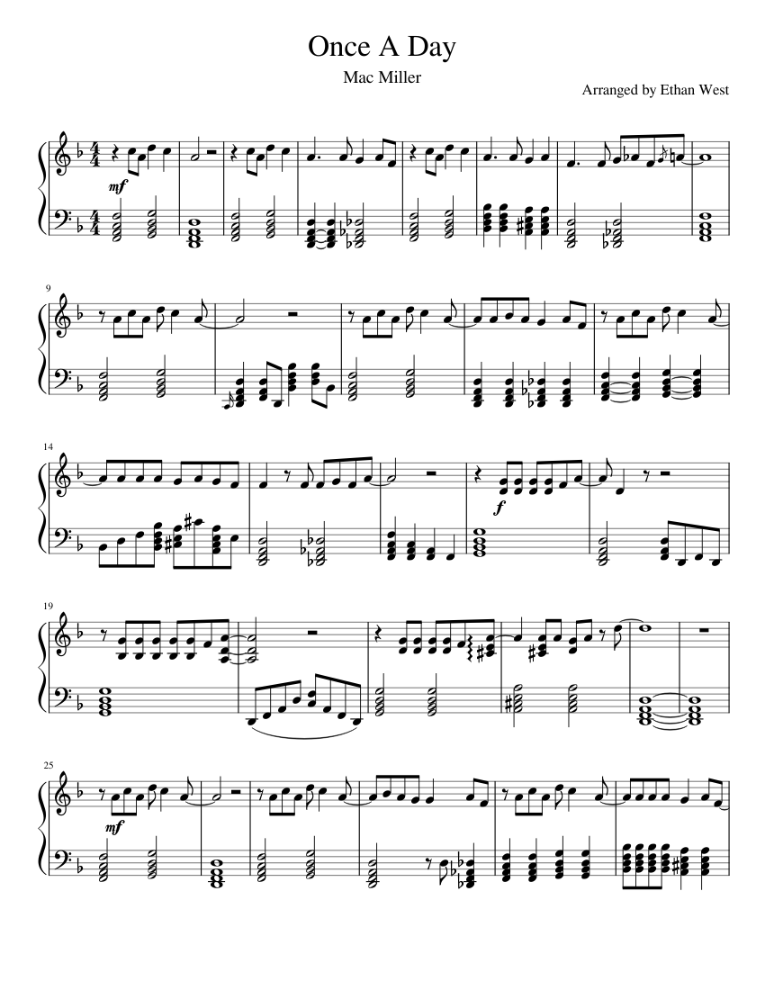 Once A Day - Mac Miller Sheet music for Piano (Solo) | Musescore.com