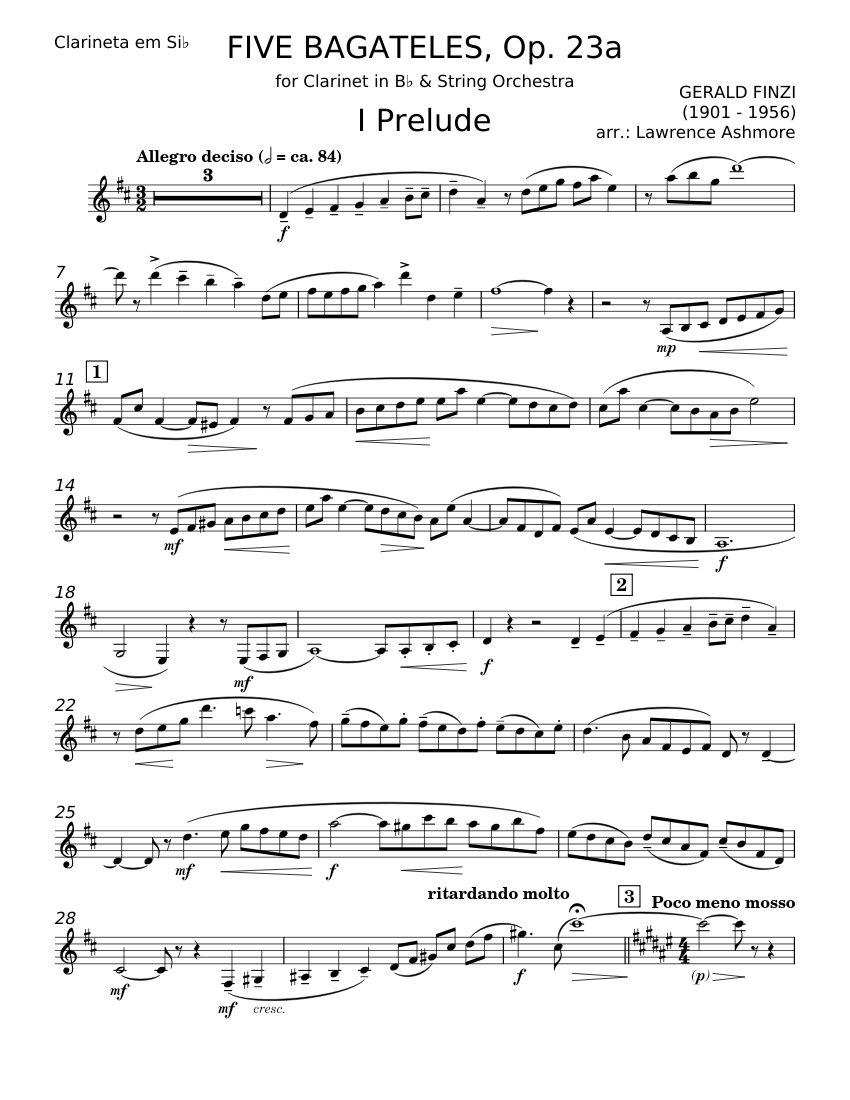 5 Bagatelles, Op.23 Gerald Finzi Sheet Music for in bflat