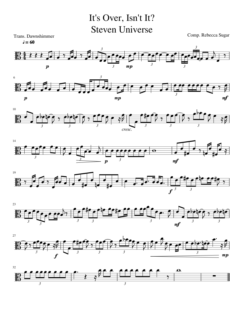 vacancy translation Feat It's Over, Isn't It? Viola Sheet music Sheet music for Viola (Solo) |  Musescore.com