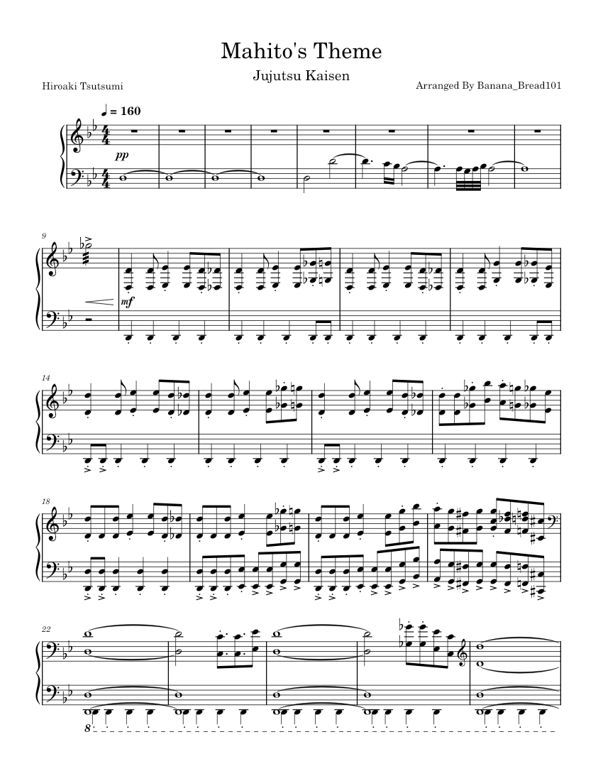 Mahito's Domain Expansion – Hiroaki Tsutsumi Sheet Music for Piano