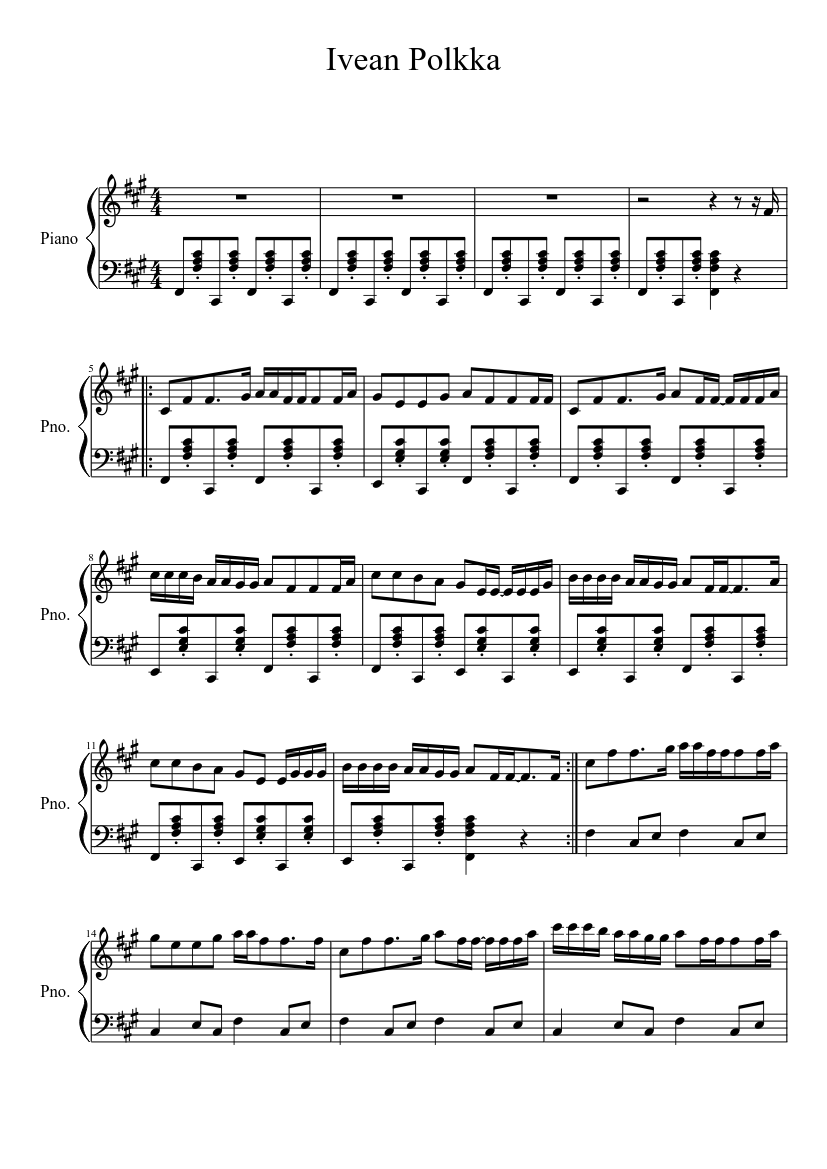 Hatsune Miku] Ievan Polkka Sheet music for Piano (Solo) | Musescore.com