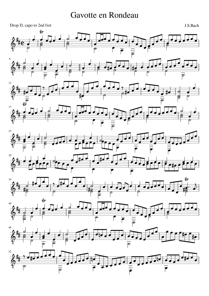 BWV1006a Gavotte en Rondeau Sheet music for Guitar (Solo) | Musescore.com