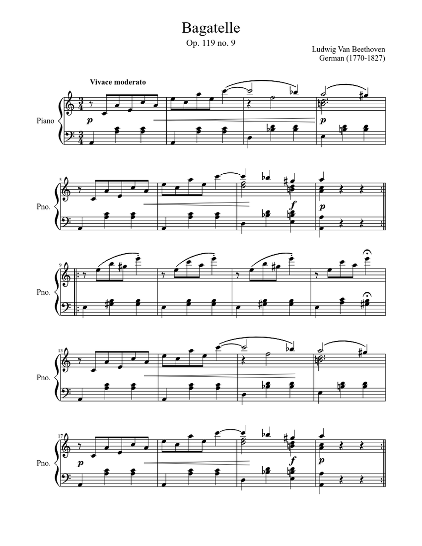 Bagatelle Sheet music for Piano (Solo) | Musescore.com