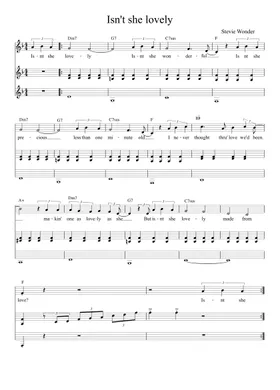 Isn't She Lovely sheet music for piano solo (PDF-interactive)