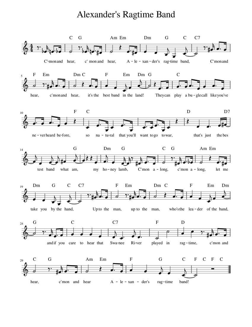 Alexander's Ragtime Band Sheet music for Piano (Solo) | Musescore.com