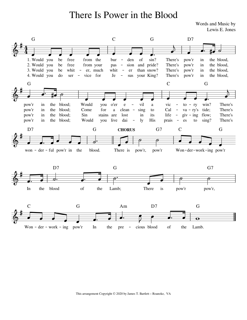 There Is Power in the Blood [lead sheet - G] Sheet music for Piano ...