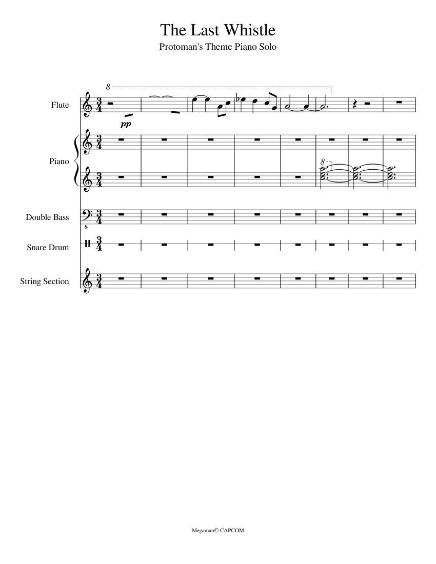 Megaman 3 Protoman S Theme Ballad Sheet Music For Piano Flute Solo Musescore Com