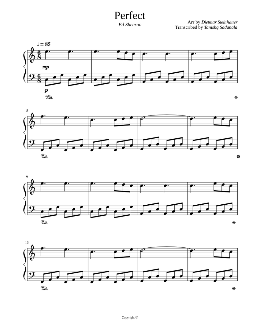 Perfect- Easy Piano Sheet music for Piano (Solo) | Musescore.com