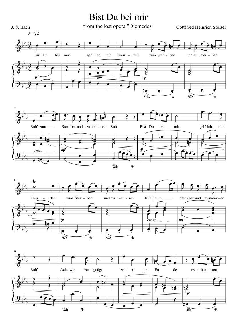Bist Du bei mir Sheet music for Piano, Vocals (Piano-Voice) | Musescore.com