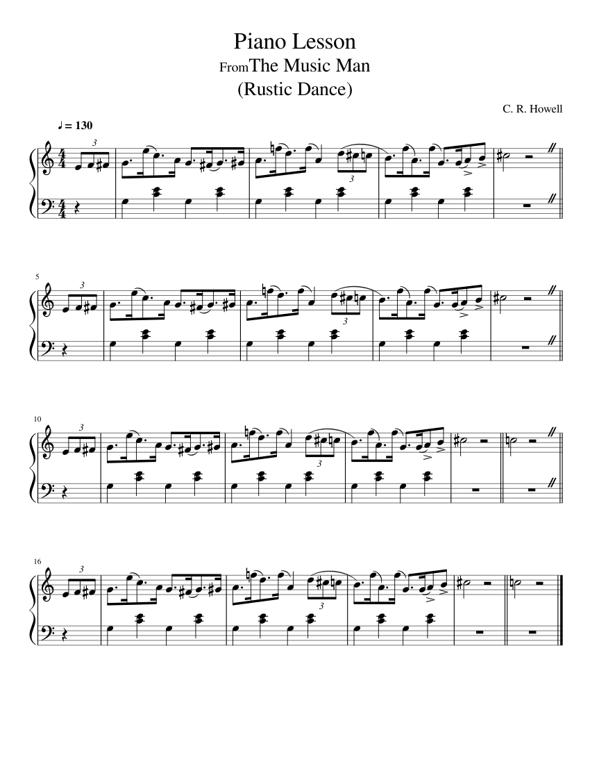 Piano Lesson From The Music Man Sheet Music For Piano Solo Musescore Com